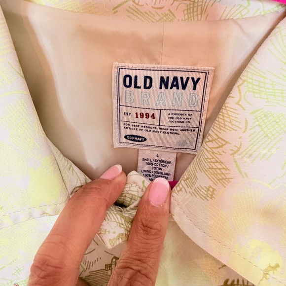 Old Navy Light Green Floral Trench Coat - Picture 2 of 3